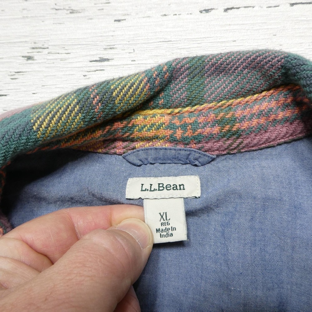 L.L. Bean Shirt Womens XL Multicolor Madras Plaid Flannel Cotton Twill - Picture 3 of 9